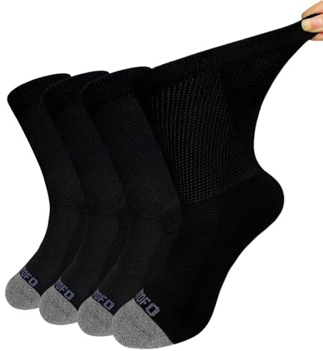 LOFIR Calzini Diabetici in Cotone da Uomo: Calze Sanitari con Cintura Extra Larghi Senza Elastico Senza Cucitura Calzino con Comodi suola imbottita da Uomo Nero Taglia 43-46 4 paia