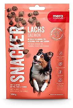 MERA Snacker Lachs (1x200g), getreidefrei, softe Hundeleckerli für Training oder als Snack, herzhafte fleischige Leckerlies für alle Hunde