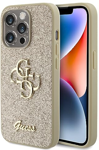 Guess GUHCP15XHG4SGD Hülle für iPhone 15 Pro Max 6.7 golden hardcase Glitter Script Big 4G