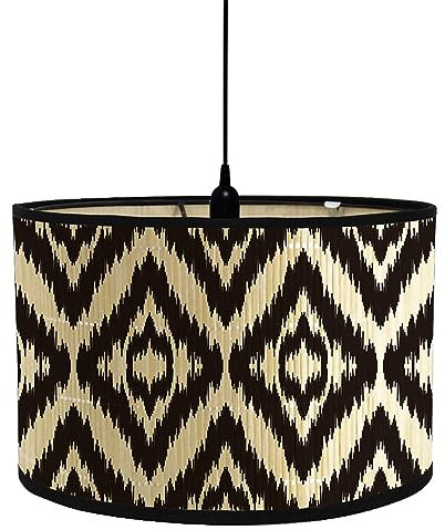 Fansu Pantalla De Lámpara Amarillo Azul Pantallas de Lámpara de Tela Cubierta De Lámpara De Tambor Cilíndrica Lámpara De Pie Para El Hogar Mesa De Hotel Mesita De Noche (Negro,30x30x20cm)