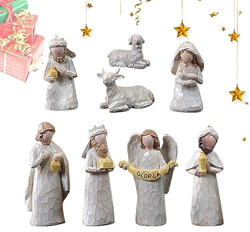 Campsie Estatua Jesús Navidad, Figuritas del Belen Navidad, Belén De La Escena De La Decoración, De La Artesanía De La Res, Natividad Figuras Navidad Decoración para Hogar Oficina Iglesia Escuela