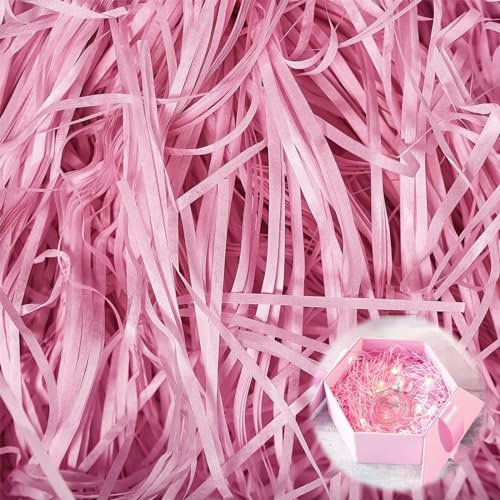 Hengrongshen Material de Relleno de Regalo, 500g Material de Relleno Para Paquetes, Papel Triturado, Decoración para Navidad, Boda, Aniversario, Fiesta de San Valentín (Rosa)