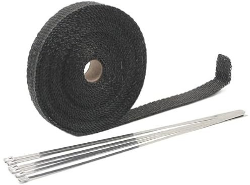 Exhaust Wrap Thermal Tape For Exhaust Wrap Insulator Glass Wool Insulation 5cm*5M 10M 15M 20M Fiberglass Resistant Stainless Ties Exhaust Heat Wrap (Color : 5x20 Black)