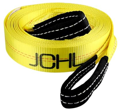 JCHL Sangle de remorquage avec Boucles renforcées de 5,1 x 6,1 m, Robuste et résistante à la Rupture de 10,9 kg, Utilisation pour Corde de remorquage d'urgence, économiseur d'arbre, Extension de