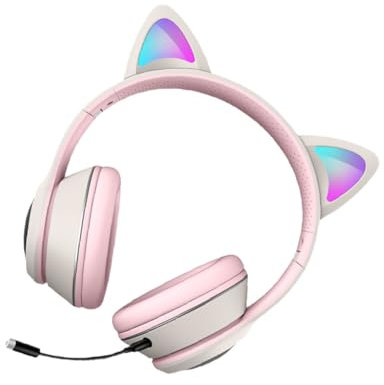 OSALADI 1pièce Casque De Jeu RGB avec Oreilles De Chat Microphone Flexible Bruit Casque USB pour Pc Et Ordinateurs Portables Écouteurs Confortables pour Gaming Et Musique Design Lumineux