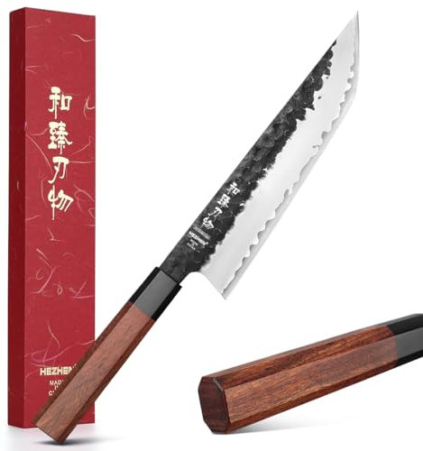 HEZHEN Sakimaru Messer Küchenmesser, 3 Lagen Geschmiedetes Kompositstahl Kochmesser, Fleisch Schneiden, Gemüse Schneiden, Hölzerner Achteckiger Griff
