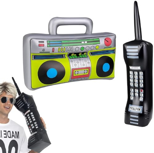 Altoparlante Radio Palloncino Cellulare Vintage, Strumento Giocattolo Gonfiabile 2PC Telefono Retrò per Anni '80 e '90, Accessorio di Decorazione per Feste
