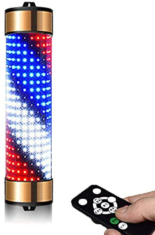 Luz LED para Poste de barbero de Estilo clásico - Tiras giratorias con Control Remoto para peluquería y barbería - Letrero para Exterior montado en la Pared Impermeable y de bajo Consumo energético