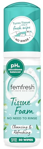 Femfresh Daily Tissue Foam, pH Balancing, No-Rinse Intimate Foam for Women, Dermatologically Tested, Vegan, 50 ml