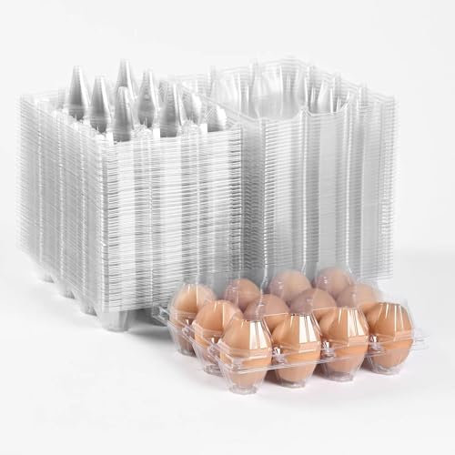 Lifuope 120 Stück transparente Eierkartons aus Kunststoff, Spezifikationen 3 × 4, 12 einzelne Kunststoff-Eierkartons, Bauernhof-Eieraufbewahrung, Größe 19 x 15 x 6 cm (3 x 4 12 große Eierkartons, 120