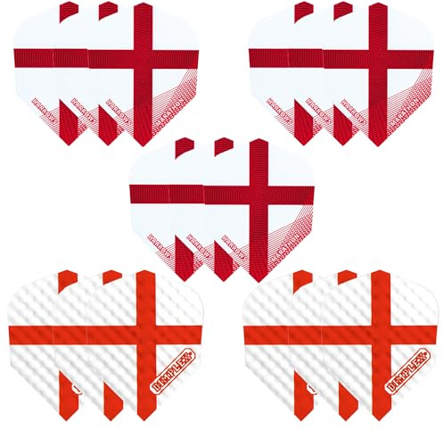 Harrows England Dart Flights | 5 x Sets Dart-Flights (insgesamt 15 Flights), 100-Mikron-Dart-Flights, extra stark, hergestellt in Großbritannien, professionelles Dart-Zubehör