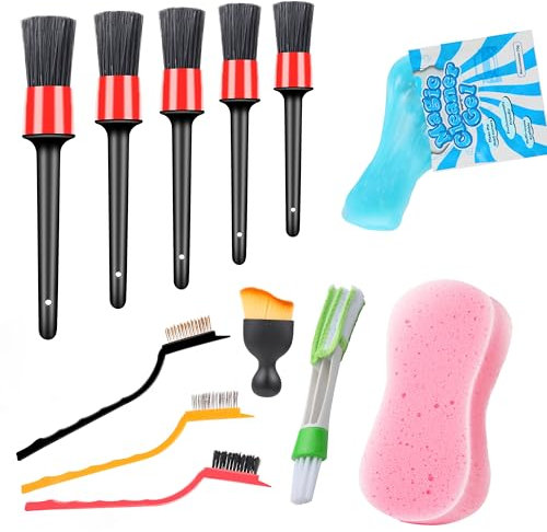 Yungeln Rreinigung Pinsel Auto, 10 PCS Reinigung Bürsten Auto Reinigungsgel und Reinigungsschwamm für Reifen Autoscheiben und Auto-Innenraumpflege