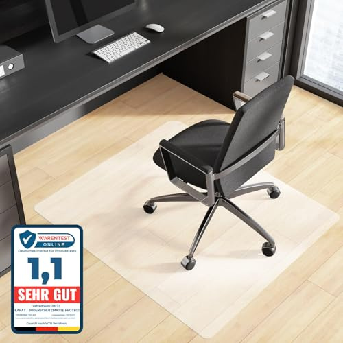 KARAT Tapis de protection de sol pour sols durs, 91 x 122 cm, blanc laiteux, protection du sol, chaise de bureau, parquet, stratifié, en polypropylène (Revolution)