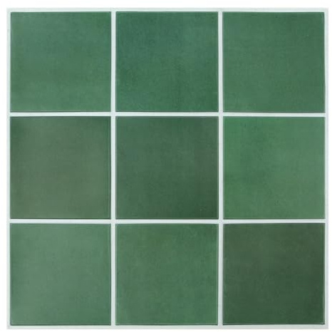 Commomy 3D Fliesenaufkleber Klebefliesen Küche Bad, 10 Stück, Matt | Dunkelgrün, PVC Fliesen Selbstklebend Küchenrückwand Metro Wandfliesen Fliesendekor, Quadrat, Wasserdicht, 30 x 30 cm