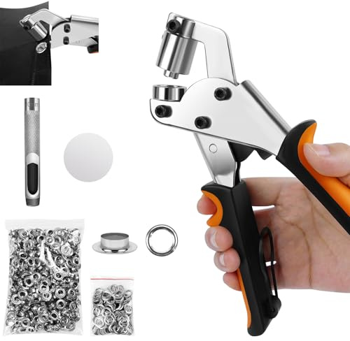 Bowose Juego de ojales con 500 ojales de 10 mm, alicates para agujeros de tela, pinzas magnéticas para ojales, ojales para pancartas, lonas, bricolaje