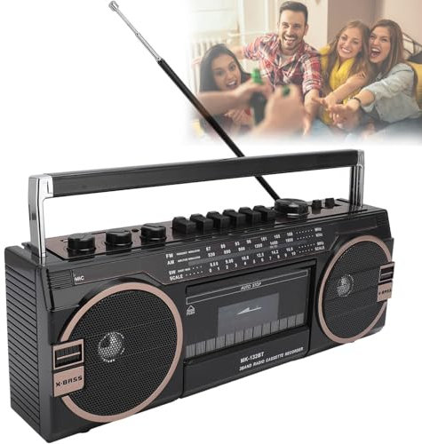 hocvseo Classic 80s Style Retro CD Player Boombox, Portable Cassette Player Boombox, AM FM SW Radio, Support SD/USB Input, Cassette Recorder for Family Gathering Travel Party