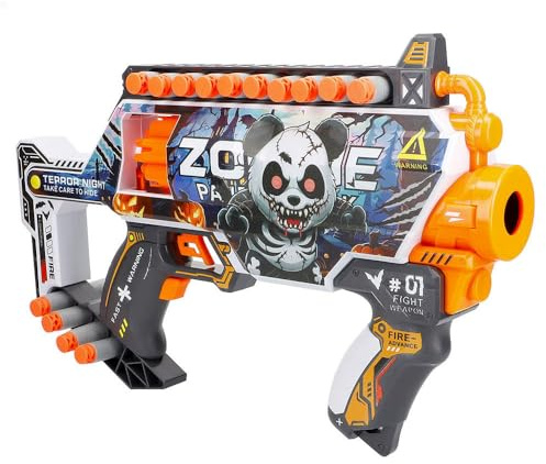 COLORBABY 47748 V-Zon Pistola per freccette, 35 cm, 24 pallottole in gomma schiuma, leggere e ad alta portata, design zombie, mitragliatrice giocattolo, lanciatore, giocattoli bambini 8 anni, pistole