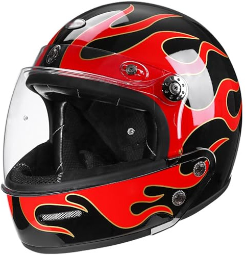 Vintage-Integral-Motorradhelm, Motorrad-Jet-Helme, DOTECE-zugelassene Retro-Integralhelme mit Sonnenblende, Motocross-Helme, Offroad-Integral-Halbhelm 2,L=59~60cm