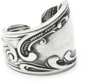 Miniblings Anello da uomo realizzato con posate antiche e forchetta per riciclaggio, fatto a mano, LR7, gioiello alla moda fatto a mano, 16.8mm, Posate antiche in metallo, non noto