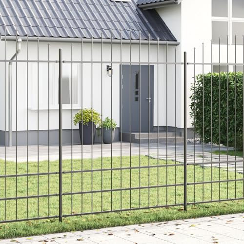 vidaXL Clôture de Jardin avec Sommet en Arc Gris 5,1x2 m en Acier