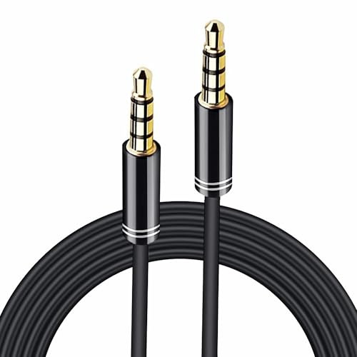 Bolwins F95 Câble AV 3,5mm Audio Vidéo pour écran, lecteur DVD voiture, câble AUX 1m – compatible AV TRRS 4 pôles, audio + vidéo, connectique universelle