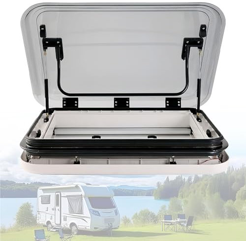 RV Skylight Lighting, RV Roof Vent Window Hatch with LED Light, Camper RV Window Skylights Blinds, Motorhome RV Vent Covers for Roof Top, Trailer RV Caravan Motorhome Accessories,800*500mm
