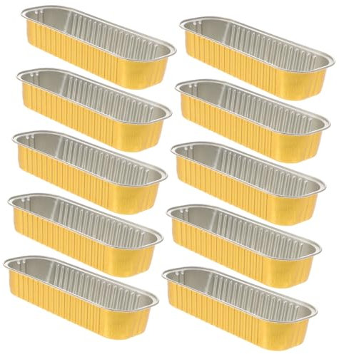 Warmhm Lot de 50 Plats Rectangulaires en Aluminium Doré Jetables, Résistance Élevée, Grosse Capacité, pour Cuisson, Barbecue et Emporter, Usage Domestique et Professionnel