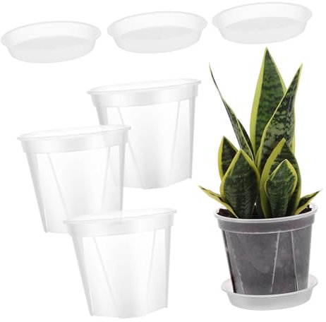 Toyvian 4 Pièces Pots de Plantes Plastique Transparent de Pots Respirants pour Fleurs Orchidées pour Intérieur Extérieur