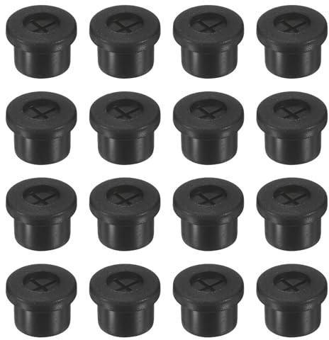 M METERXITY 16-Pack Rubber Grommets for Wiring 12mm Desk Grommet Black | Double-Sided Flexible Cable Cord Cover, Desk Hole Protection for Cables, Wires
