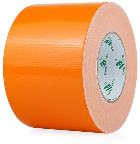 BOMEI PACK Ruban Adhésif Toilé Heavy Duty Duct Tape 100mm x 50 m pour les travaux de réparation, fixation, de scellage, d'étiquetage et de rénovation (Orange)