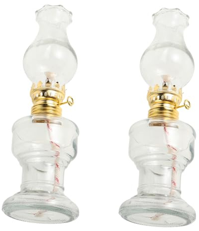 FUTUREORYY 2juegos Lámparas De Queroseno Retro Vintage para Decoración del Hogar Luces De Aceite Decorativas con Mecha De Repuesto para Camping Fiestas y Emergencia