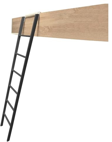 Escalera ajustable para litera de 63 pulgadas con ganchos, escalera interior que ahorra espacio para campistas y remolques, color negro, perfecta para acceso superior a la litera