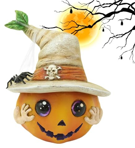 Mppchhn Décor de Citrouille, Sculptures De Citrouilles en Résine avec Chapeaux pour Décoration, Ornement d'automne pour Intérieur Et Extérieur Jardin Terrasse Porte D'Entrée Chambre