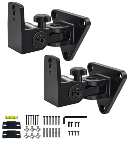 DAGCUXIN Speaker Wall Mount,Swivel and Tilt,Holds up to 30lbs,2 Packs | All Aluminum Wall Speaker Mount for Small Speakers, Easy DIY Assembly,DX-818,Black