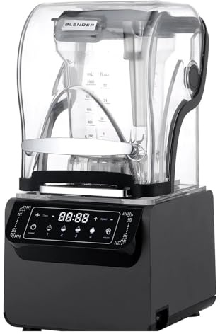 2L Jar 2200W Professional Smart Timer Blender Mixer Juicer High Power Food Processor Ice Smoothies Crusher Strong Stirring(Black)