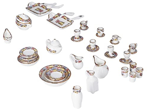 RIZGHWOY Juego de Tazas de té de Cerámica en Miniatura Decorativas de Simulación de Casa de Muñecas, Exquisito Juego de Juguetes de Fiesta de té de Porcelana para Casa de Muñecas 1:12, para (#12)