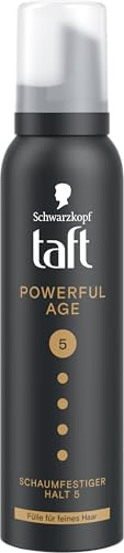 Taft Schaumfestiger Powerful Age Haltegrad 5 (150 ml), Styling Haarschaum | Haarschaum für feines & dünner werdendes Haar, Haarstyling mit langanhaltendem Halt, ohne zu verkleben, vegane Formel*