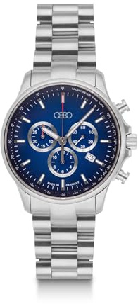 Audi 3102500300 Montre chronographe en Acier Inoxydable avec Anneaux avec Logo Argenté