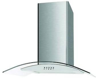 Cookology Essentials AEHCG70SS Extractor Hood 70cm - Curved Glass Chimney Cooker Hood - 3 Speeds - 308 m3/hr Air Flow - LED Light - Energy Rating B - Aluminium Grease Filter - Stainless Steel