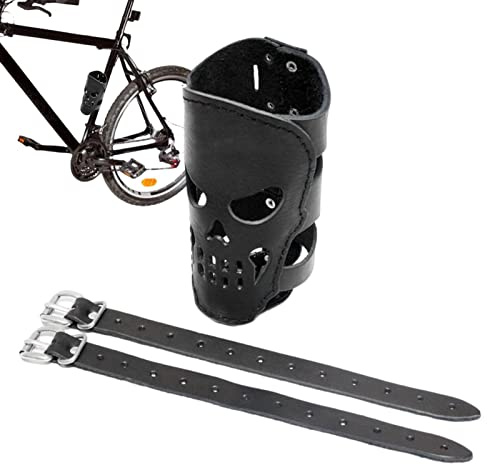 Portavasos para bicicleta, de piel sintética, con forma de calavera, universal, con 2 correas ajustables para coche, bicicleta, motocicleta, portátil