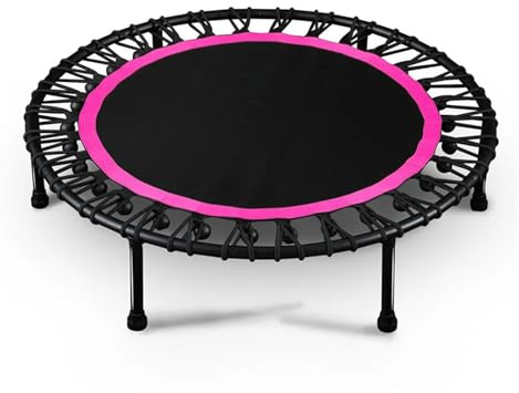 Trampolino Elastico Da Interno Mini trampolino fitness da 40 pollici for adulti 400bls Indoor Outdoor Silent Jumping Bed Trampolini elastici Esercizio di allenamento(PINK)