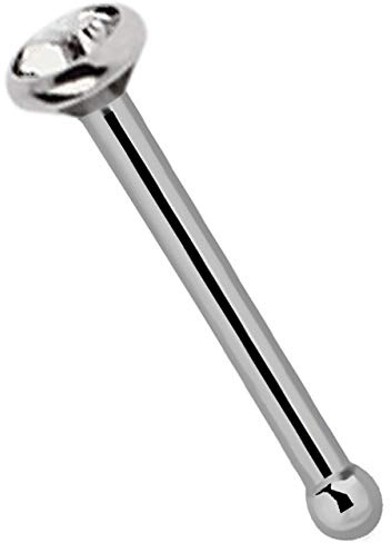 Modern Nature Piercing-Schmuck 1 x Nasenpiercing Titan Stecker, gefaßter Stein in vielen Farben wählbar mit Kugelstopper, Stab 0,8 mm