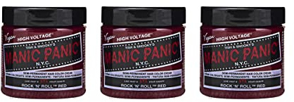 Manic Panic Rock'N'Roll Red Classic Creme, vegan, tierversuchsfrei, semipermanente Haarfarbe, 3 x 118 ml