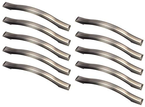 GedoTec Möbelgriff Antik Bogengriff Metall Landhaus-Griff altzinn für Küchenladen & Schubladen - DUBLIN | Griff Höhe 25 mm | Schrankgriff BA 128 mm | 10 Stück - Türgriff Schranktür inkl. Schrauben