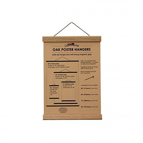 Creamore Mill Oak Poster Hanger with Strong Magnetic Grips SHORT 30.5cm 12