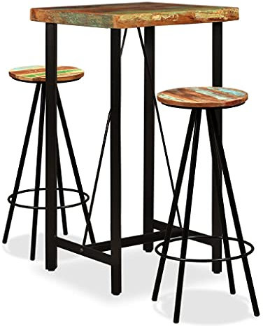 vidaXL Set Mesa Taburetes Bar 7 Pzas Madera Reciclada Mesilla Mueble Auxiliar