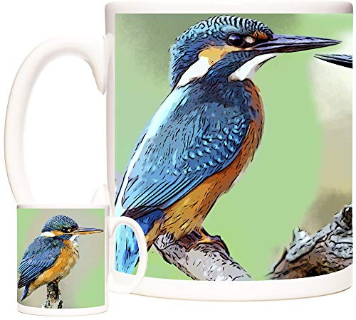 Kingfisher Gift Mug Fishing Birds on an 11oz Ceramic Mug. Dishwasher and Microwave Safe Animals of The World Range