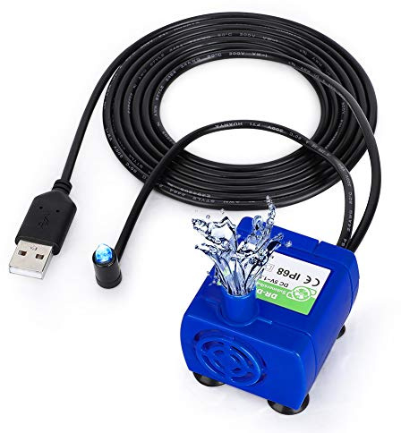 Ersatzpumpe für 2.4L Katzentrinkbrunnen, Haofy Trinkbrunnen Pumpe mit LED Licht und 5,9ft Kabel, Tauchwasser Springbrunnenpumpe Ersatz für Haustierbrunnen, Katzen, Hunde, Haustier, Super Stille