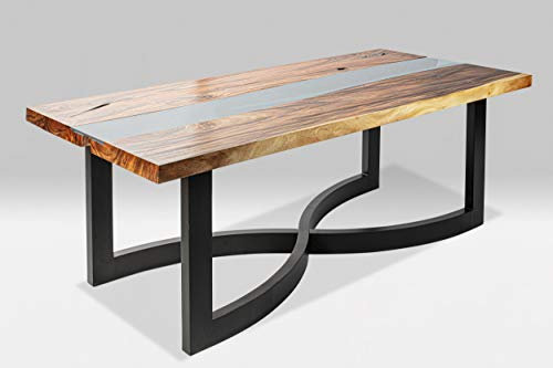 Rikmani Mesa de comedor de madera maciza con borde de árbol Tigris (220 x 100 cm)