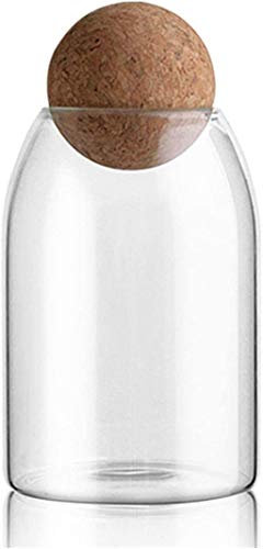 Bocal En Verre Avec Boule De Couvercle En Bois À Joint Hermétique,Réservoir De Stockage De Gros Grains,Canette De Thé À Haute Teneur En Borosilicate,Bidon De Stockage Des Aliments Pour Thé Café-800ml